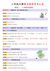 二年级上册语文1-8单元重点仿写句子汇总-宝库盒教辅资料站