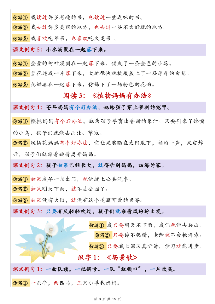 图片[3]-二年级上册语文1-8单元重点仿写句子汇总-宝库盒教辅资料站