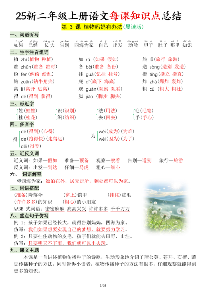 图片[3]-二年级上册语文每课知识点总结-宝库盒教辅资料站