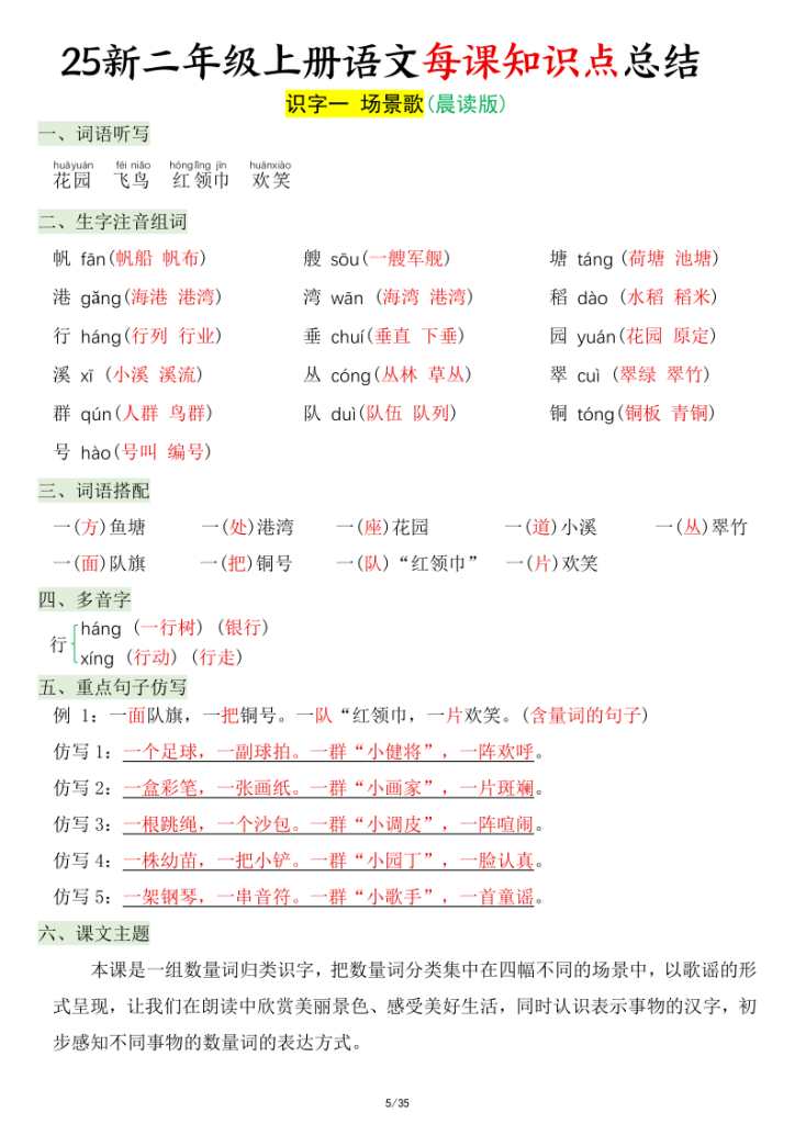 图片[5]-二年级上册语文每课知识点总结-宝库盒教辅资料站