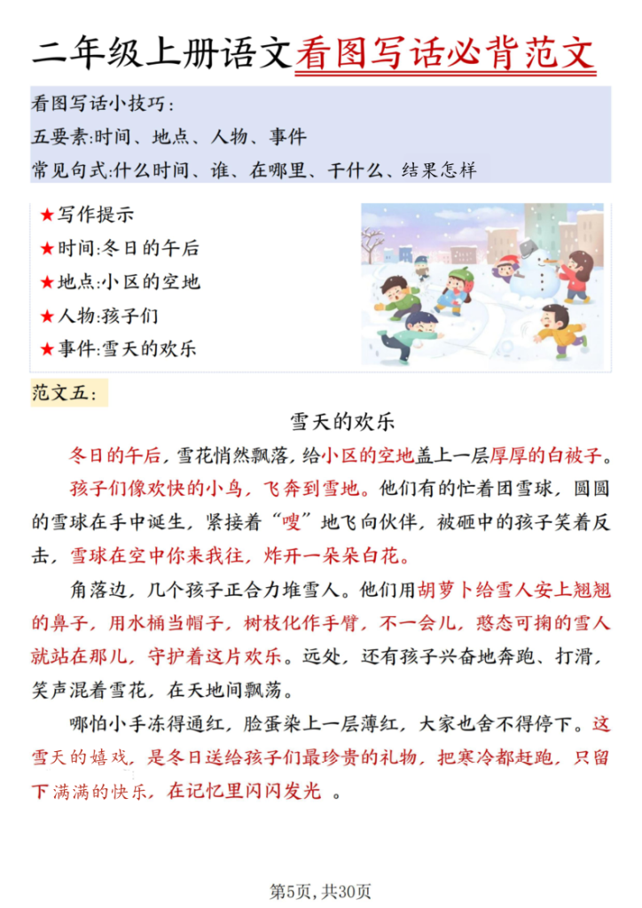 图片[5]-二年级（上）语文看图写话必背范文-宝库盒教辅资料站