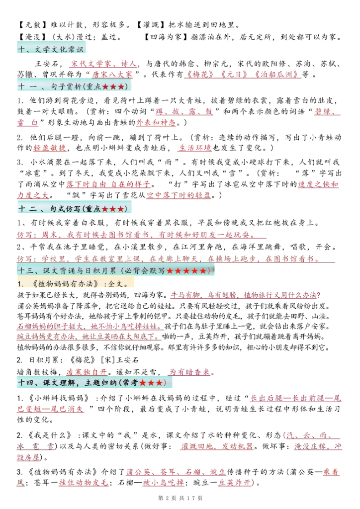 图片[2]-二上语文全册1-8单元必背知识点汇总-宝库盒教辅资料站