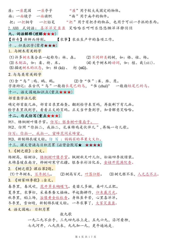 图片[4]-二上语文全册1-8单元必背知识点汇总-宝库盒教辅资料站