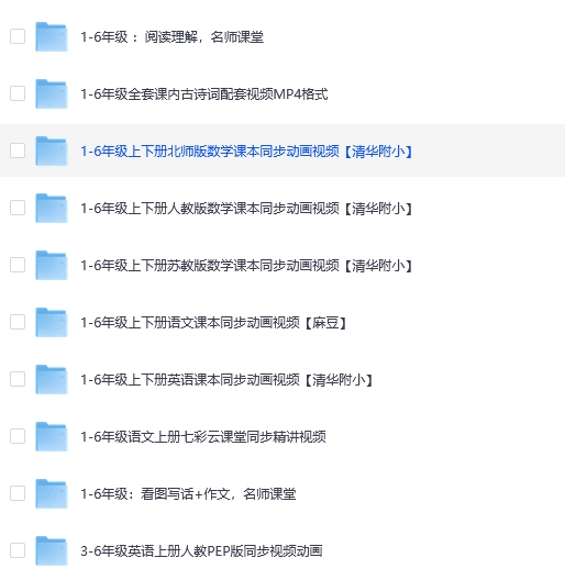 视频课程：小学语数英（上下册）同步视频，作文，看图写话，阅读理解，古诗，全涵盖!-宝库盒教辅资料站