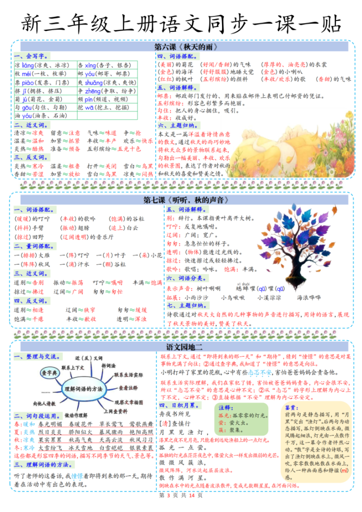 图片[3]-三年级（上）语文彩色同步一课一贴-宝库盒教辅资料站