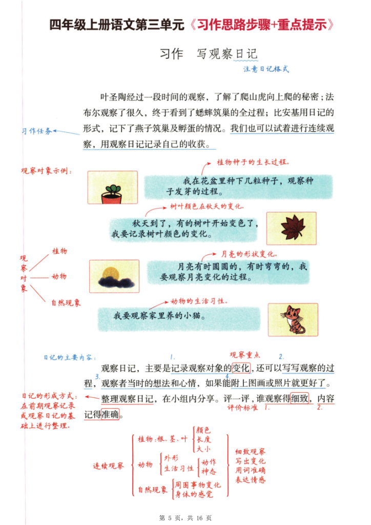 图片[5]-四上语文1-8单元习作思路步骤+重点提示+优秀范文（16页）-宝库盒教辅资料站