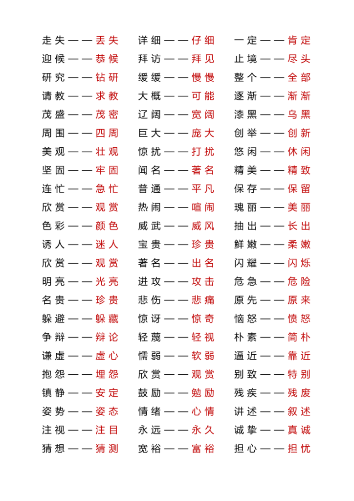 图片[2]-统编版语文3年级上册《近反义词+练习》-宝库盒教辅资料站