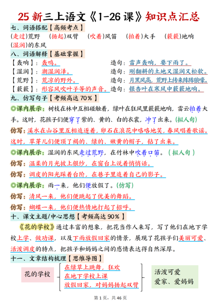 图片[4]-新三上语文每课知识点完整版-宝库盒教辅资料站