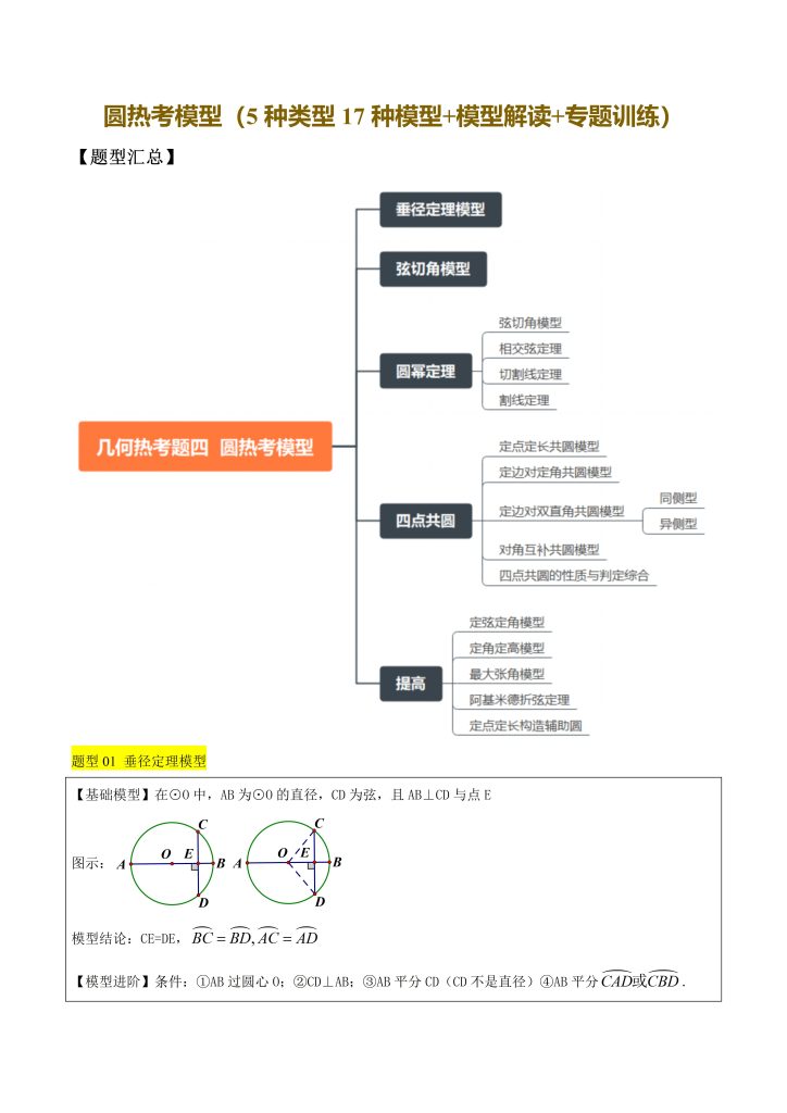 中考几何：圆必考模型（8大类型16种模型+模型剖析）（word版）-宝库盒教辅资料站