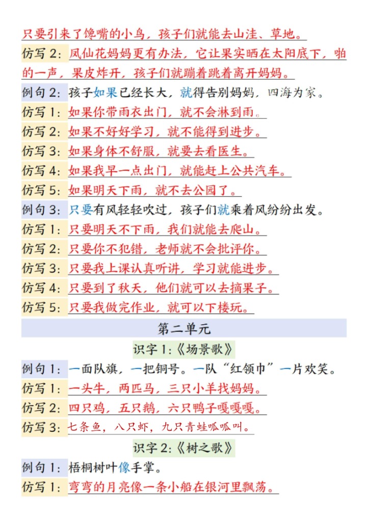 图片[4]-二年级（上）语文全册重点句子仿写汇总-宝库盒教辅资料站