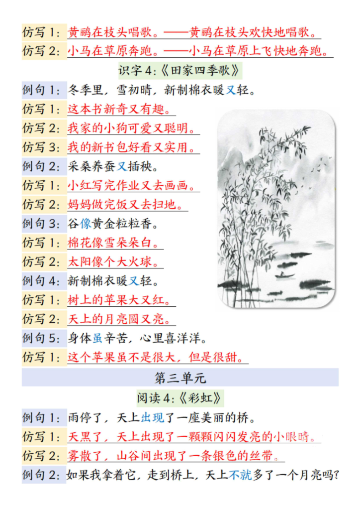 图片[6]-二年级（上）语文全册重点句子仿写汇总-宝库盒教辅资料站