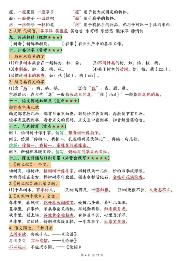 图片[4]-二年级（上）语文全册重点知识归纳-宝库盒教辅资料站