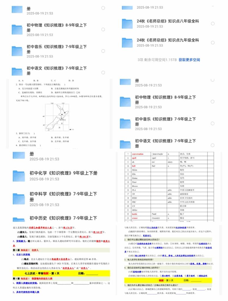 初中九科基础七八九年级上下册知识点总结汇总全科全年复习梳理-初中（综合资料）论坛-综合资料（会员专属）-宝库盒教辅资料站