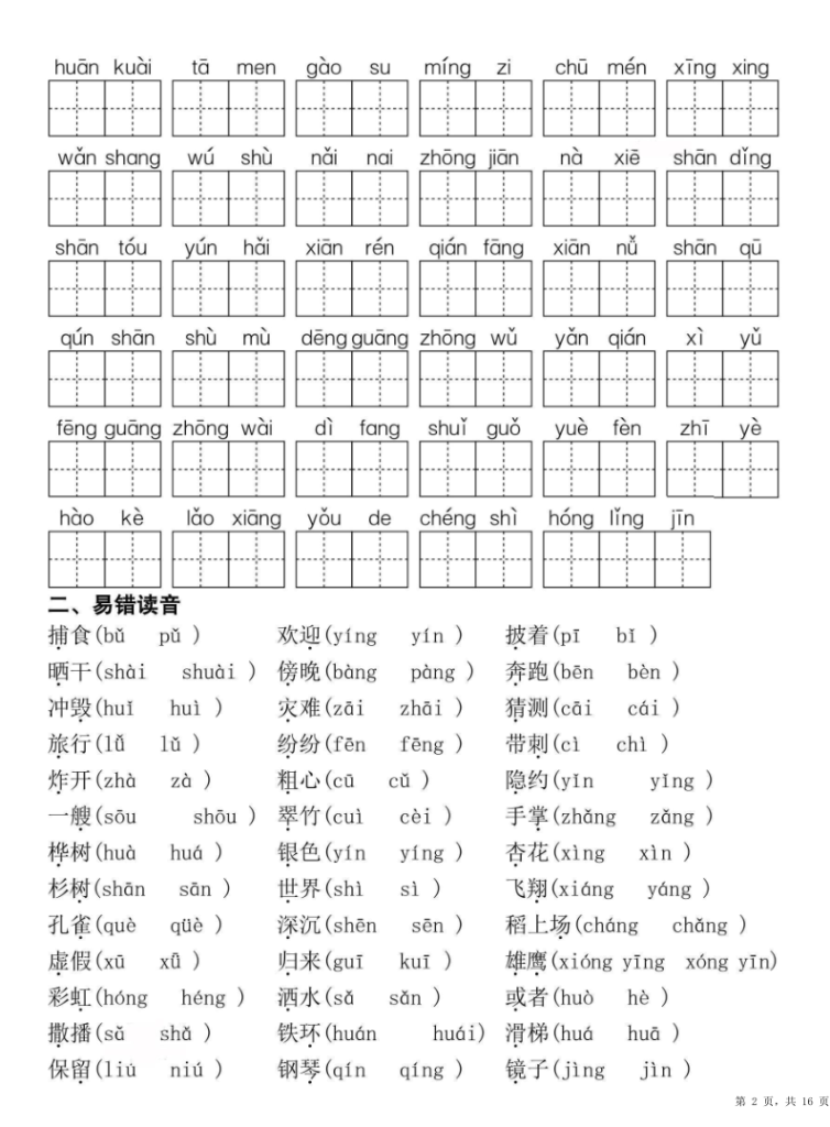 图片[2]-25新二年级上册语文期中复习考点通关练习（含答案）-宝库盒教辅资料站