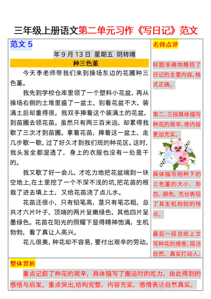 图片[5]-三年级上册语文第二单元习作《写日记》范文-宝库盒教辅资料站