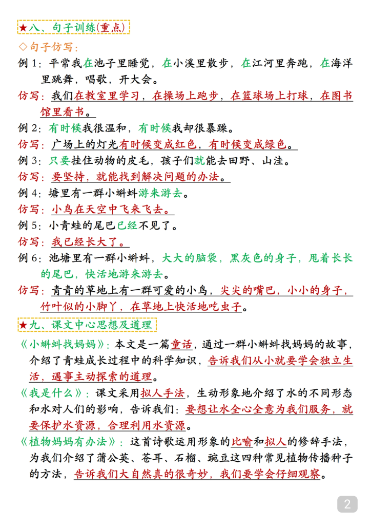图片[2]-25新版二上语文期中考试总复习高频考点汇总-宝库盒教辅资料站