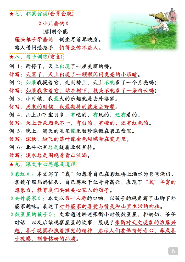 图片[6]-25新版二上语文期中考试总复习高频考点汇总-宝库盒教辅资料站