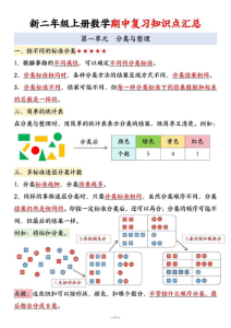 25新二年级上册数学期中复习知识点总结-宝库盒教辅资料站