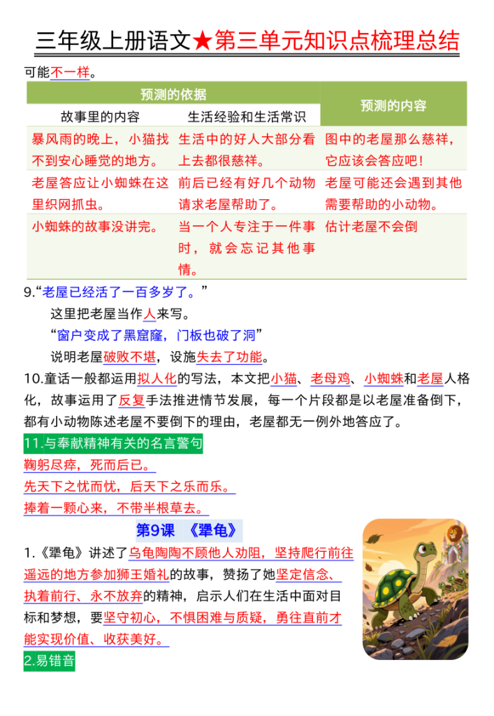 图片[2]-三年级上册语文第三单元知识点梳理总结-宝库盒教辅资料站