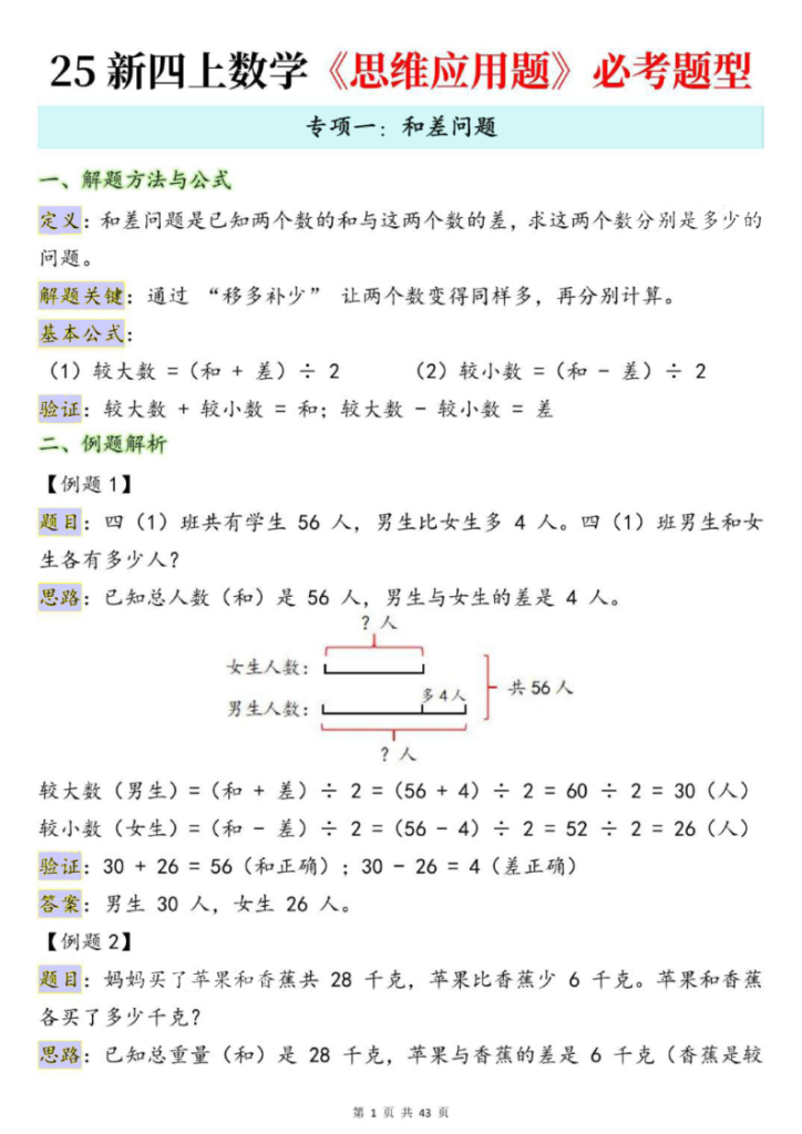 图片[2]-25新四上数学思维应用题十大必考题型训练合集（含答案54页）-宝库盒教辅资料站