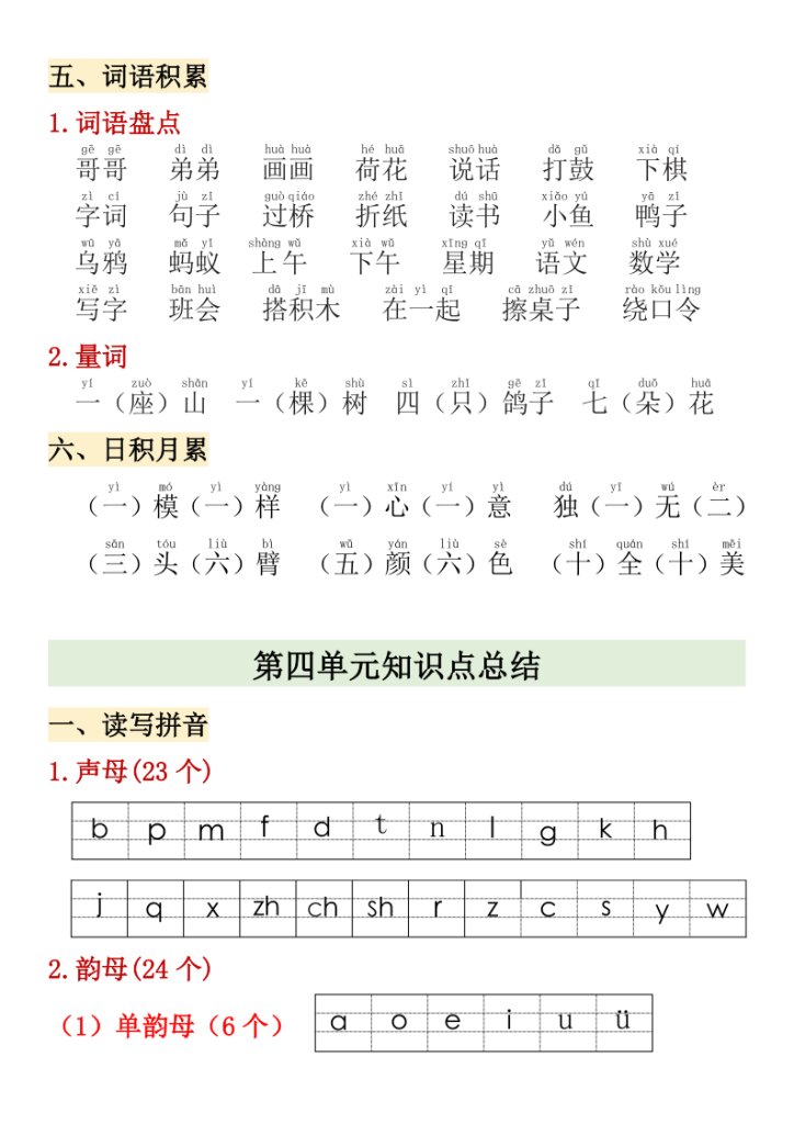 图片[5]-一上语文【期中高频考点】-宝库盒教辅资料站