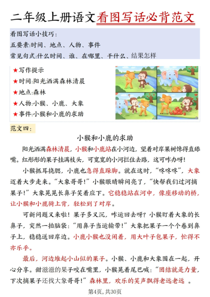 图片[4]-25秋二年级上册语文看图写话必背范文30篇-宝库盒教辅资料站
