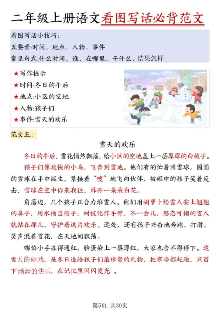 图片[5]-25秋二年级上册语文看图写话必背范文30篇-宝库盒教辅资料站