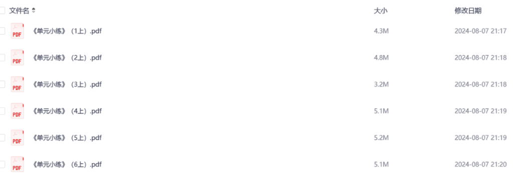 小学1-6年级上册单元练习题-宝库盒教辅资料站