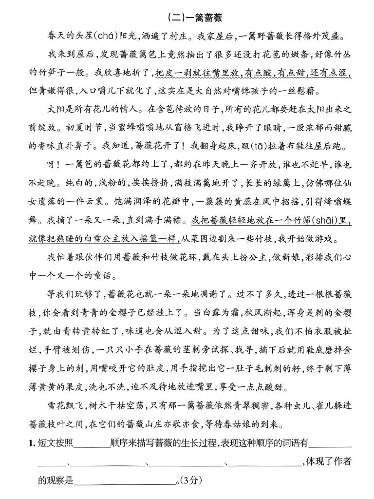 图片[4]-四年级上册语文《期中测试卷》-宝库盒教辅资料站