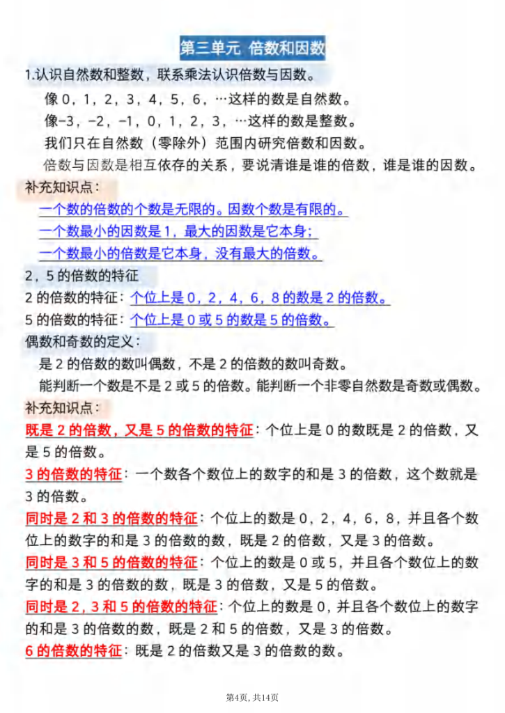 图片[4]-五年级上数学常考知识点汇总《北师版》-宝库盒教辅资料站