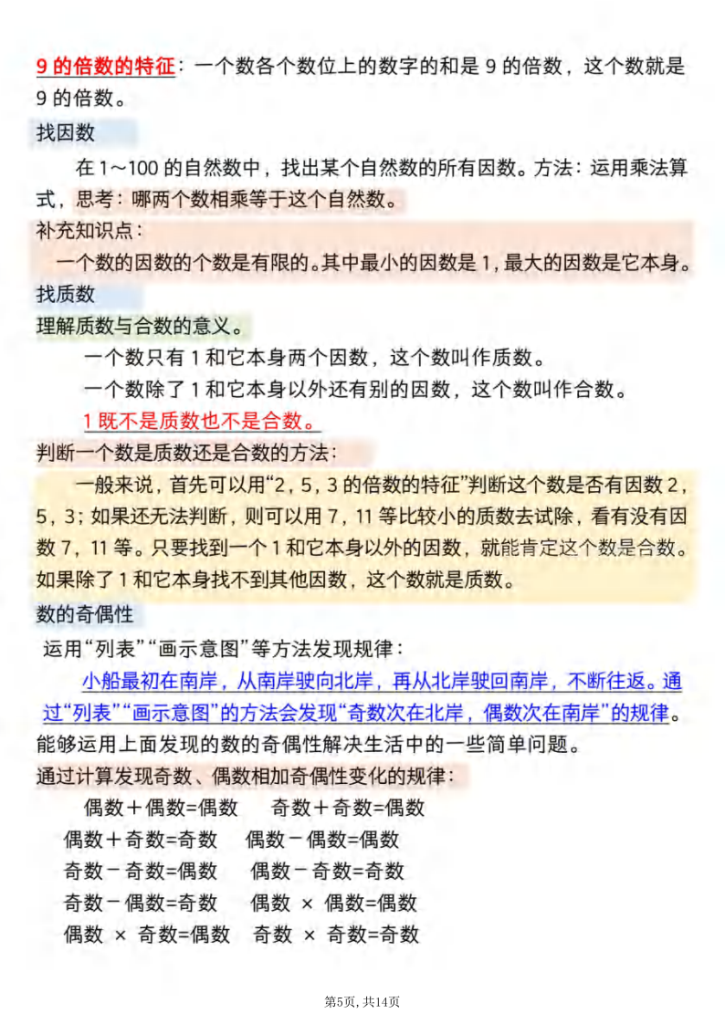 图片[5]-五年级上数学常考知识点汇总《北师版》-宝库盒教辅资料站