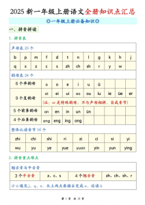 一年级（上）语文全册知识点汇总-宝库盒教辅资料站
