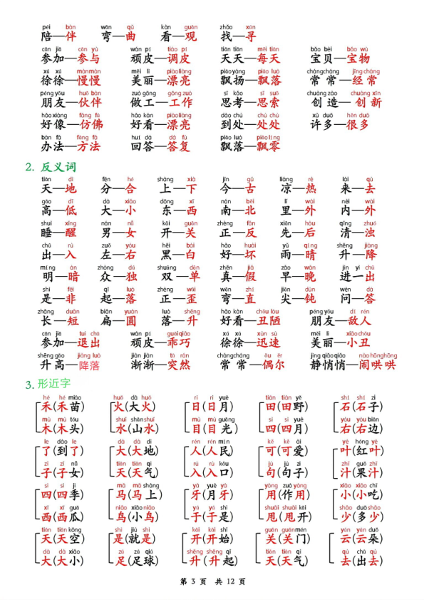图片[3]-一年级（上）语文全册知识点汇总-宝库盒教辅资料站