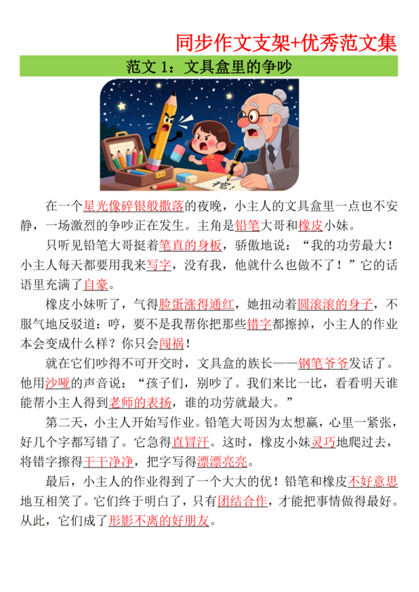 图片[4]-25年三年级上册语文第四单元同步作文支架＋优秀范文集-宝库盒教辅资料站