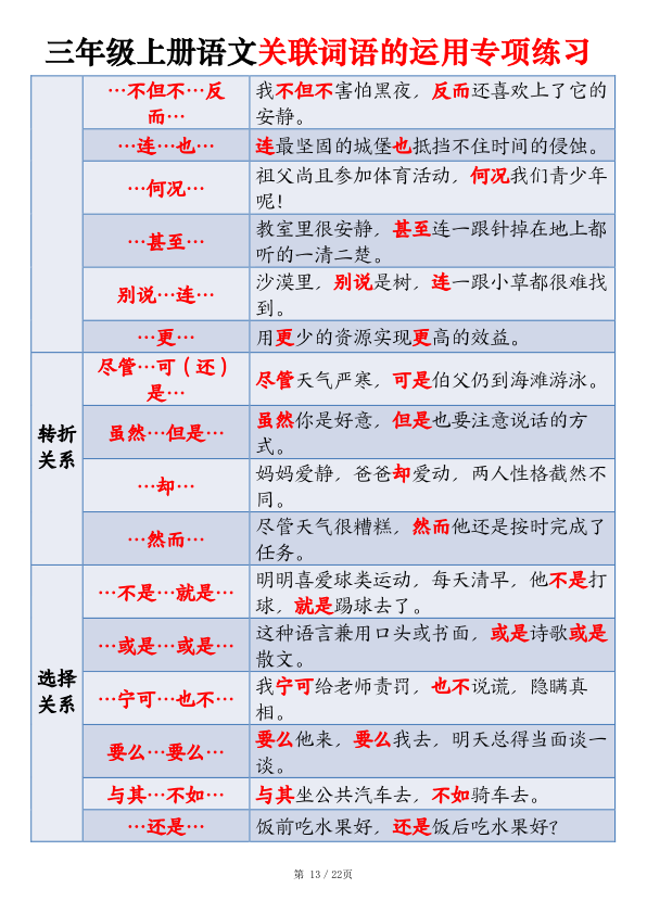 图片[2]-25年三年级上册语文关联词专项练习含答案-宝库盒教辅资料站