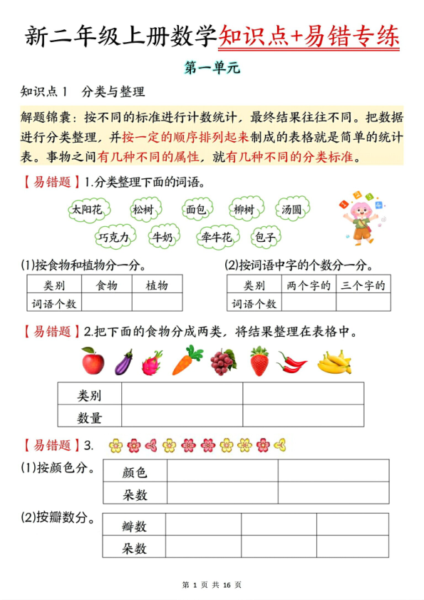 25年二年级上册数学期中复习易错专练-宝库盒教辅资料站