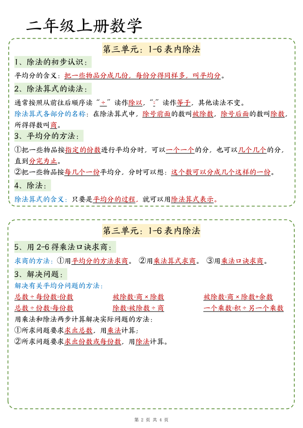 图片[2]-25秋新二年级上册数学期中知识归类人教版-宝库盒教辅资料站