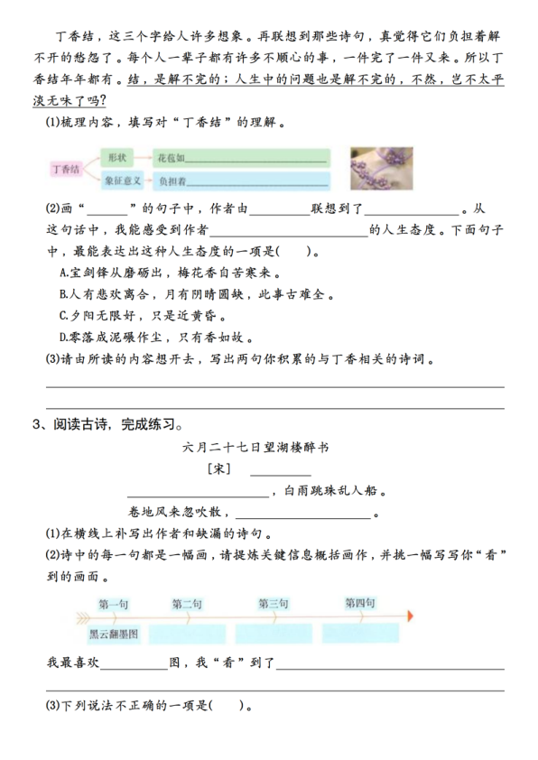 图片[2]-六年级上册期中核心素养专题练习课内阅读理解-宝库盒教辅资料站