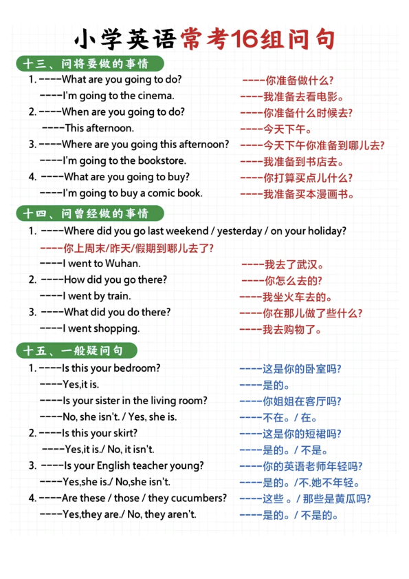 图片[6]-(新)小学英语常考16种问句-宝库盒教辅资料站