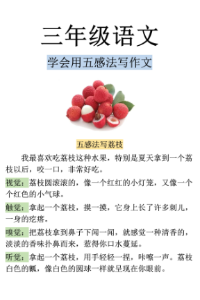 三年级上册语文五感法写作-宝库盒教辅资料站
