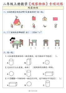 二年级上册数学《观察物体》专项训练-宝库盒教辅资料站