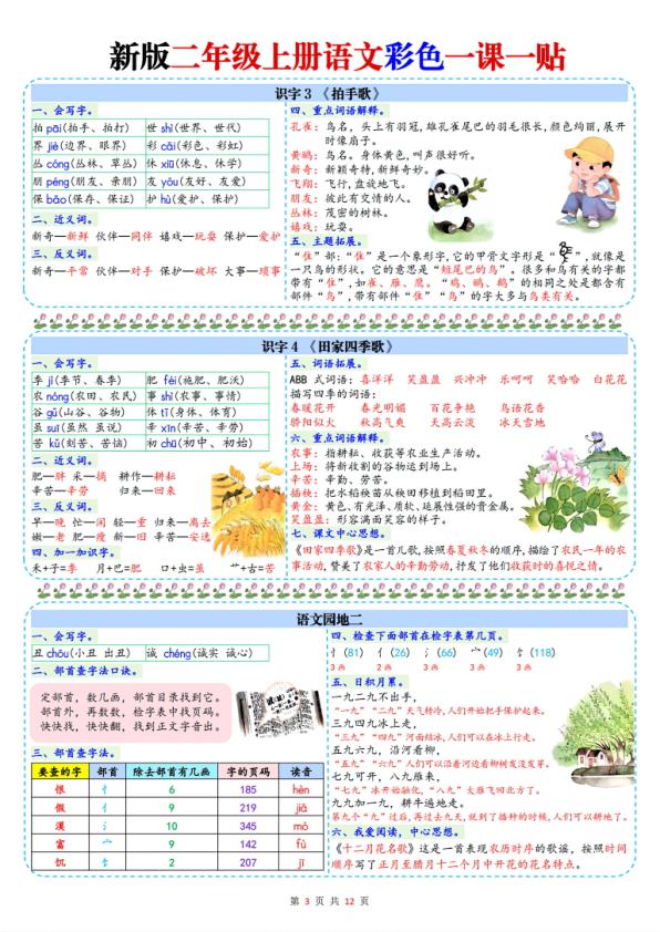 图片[3]-二年级上册语文彩色一课一贴课课贴-宝库盒教辅资料站