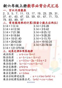 六年级上册数学必背公式汇总-宝库盒教辅资料站