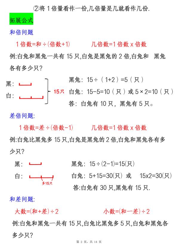 图片[2]-三年级上册数学 《倍的认识》例题+专项练习-宝库盒教辅资料站