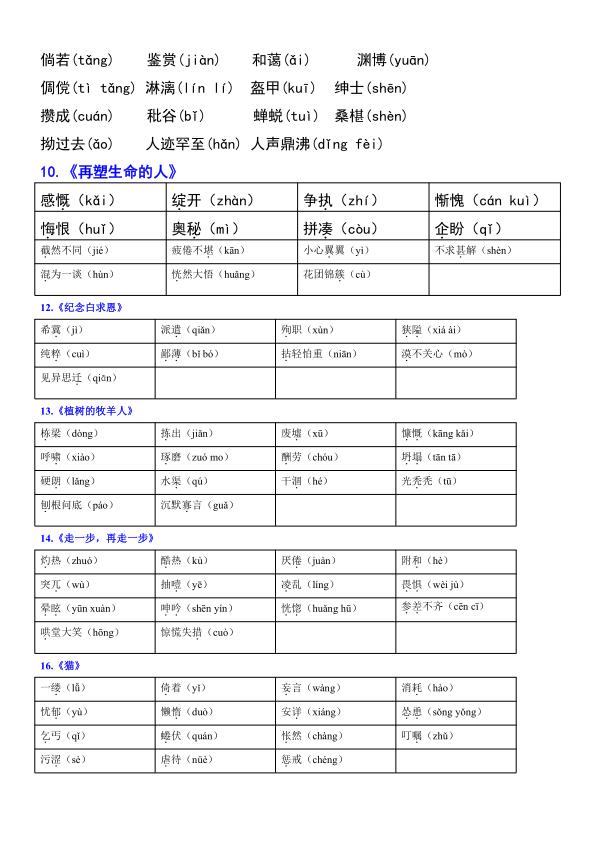 图片[2]-七年级上册语文必背考点汇总-宝库盒教辅资料站