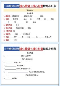 三年级上册英语 核心单词＋核心句型默写小纸条《外研版（三起）》-宝库盒教辅资料站