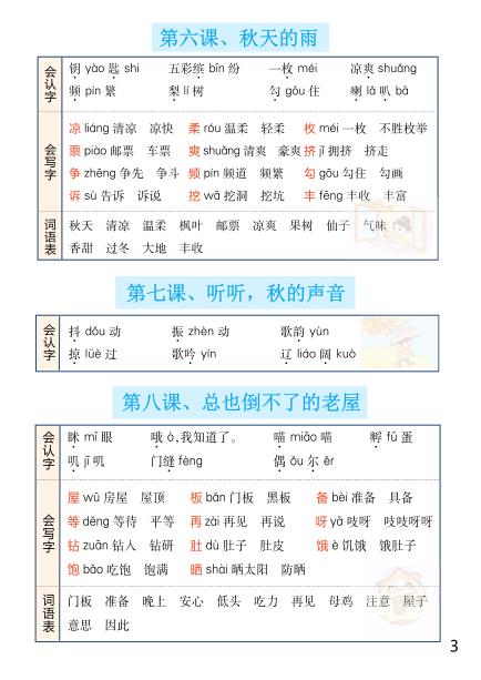 图片[3]-三年级上册语文1-26课词语汇总-宝库盒教辅资料站