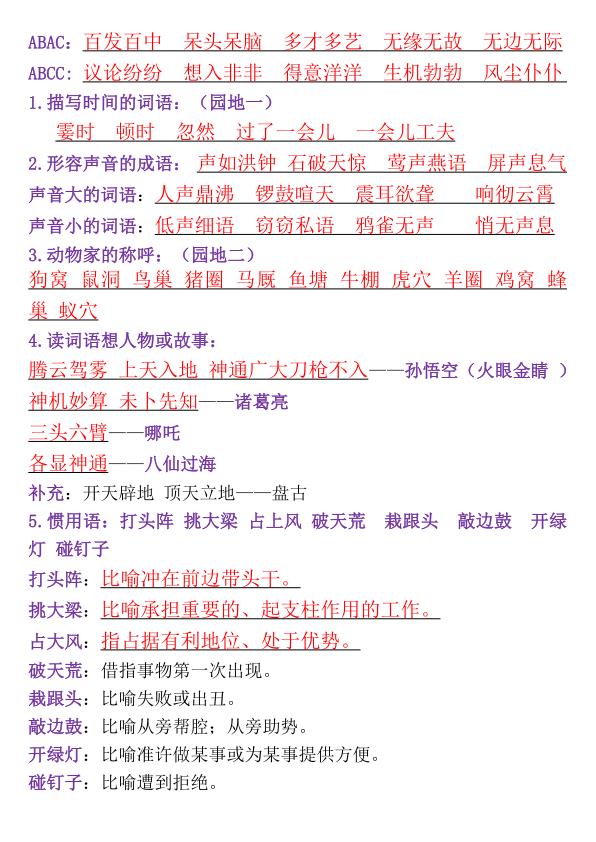 图片[4]-四年级上册语文全册高频考点汇总-宝库盒教辅资料站