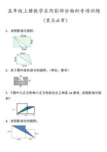 五年级上册数学阴影面积专项训练-宝库盒教辅资料站