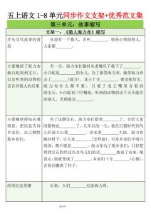 五年级上册语文第三单元作文支架＋优秀范文-宝库盒教辅资料站